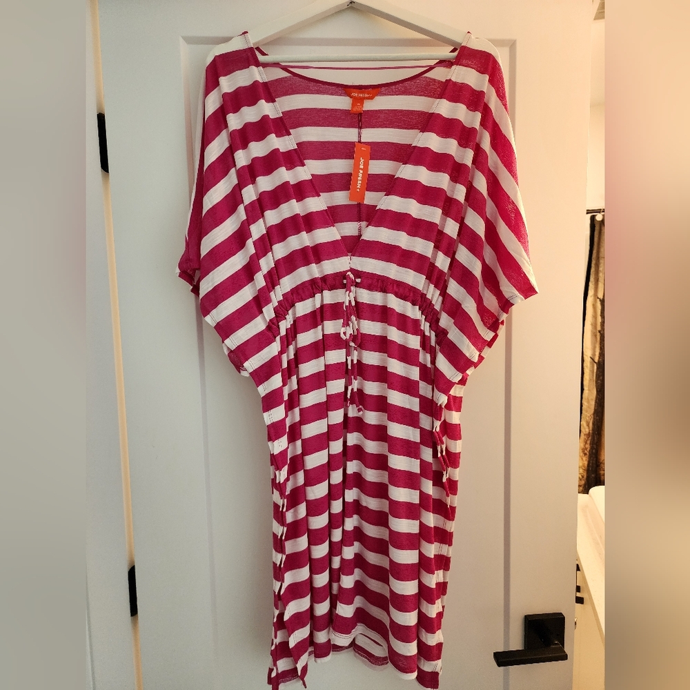 NWT Pink & White Stripe cover up Size 2X